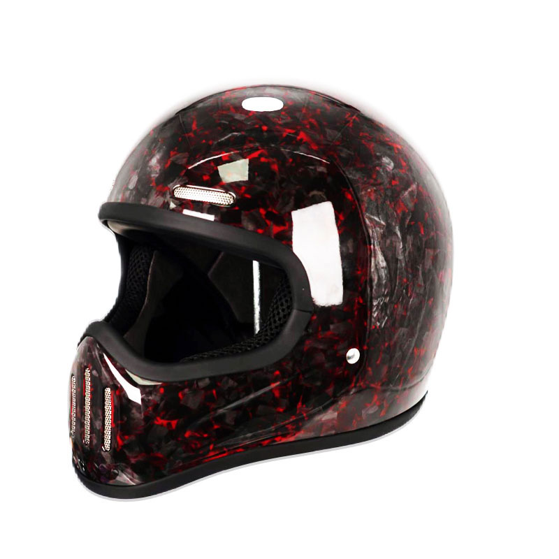 Carbon Fiber Lightweight Motorcycle Helmet - カーボンファイバーフルフェイスヘルメット,レトロ,機関車,オートバイ,ウィンドミラーの組み合わせ,個性,軽量シェル,新品