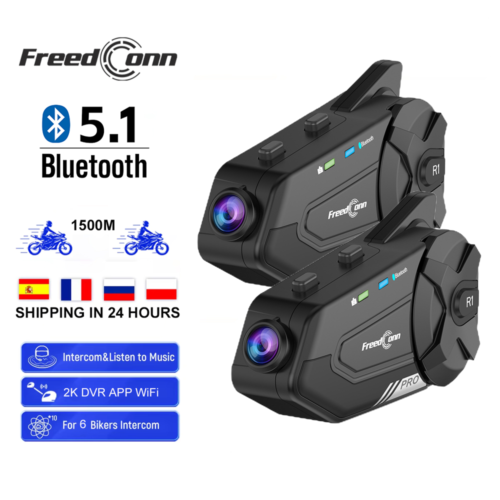 Universal Motorcycle Helmet Intercom Headset - Freedconn バイク用インターコム オートDVR ヘルメット Bluetoothヘッドセット グループスピーカー