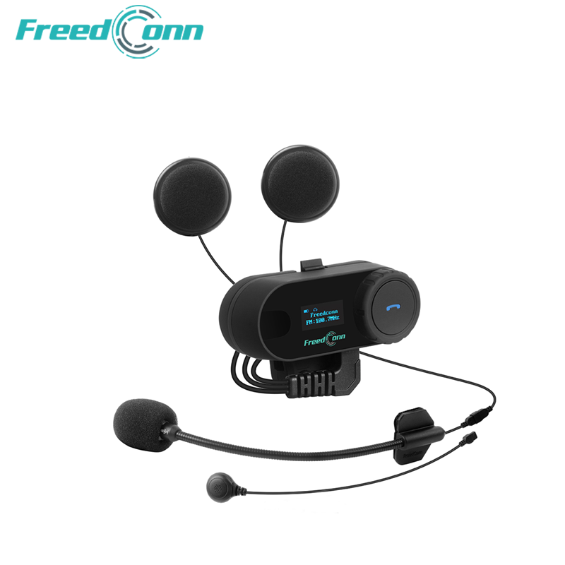 Motorcycle Helmets - FreedConnT-COM SC 800メートルワイヤレス5.0インターコム全二重LCDスクリーン防水オートバイヘルメットBluetoothヘッドセット音楽
