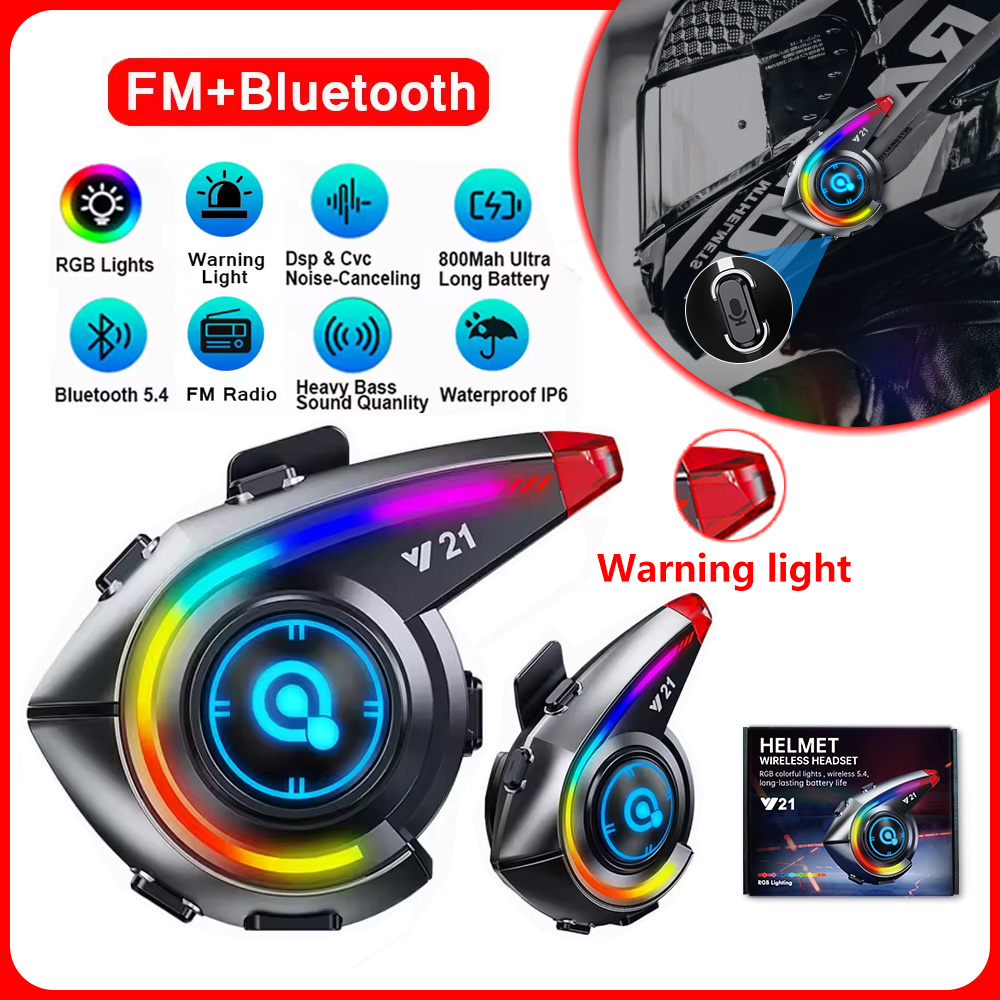 Full Face Motorcycle Helmet With Bluetooth - Y21 ヘルメットヘッドフォン Bluetooth 5.4 防水ノイズリダクションヘッドフォン Fm