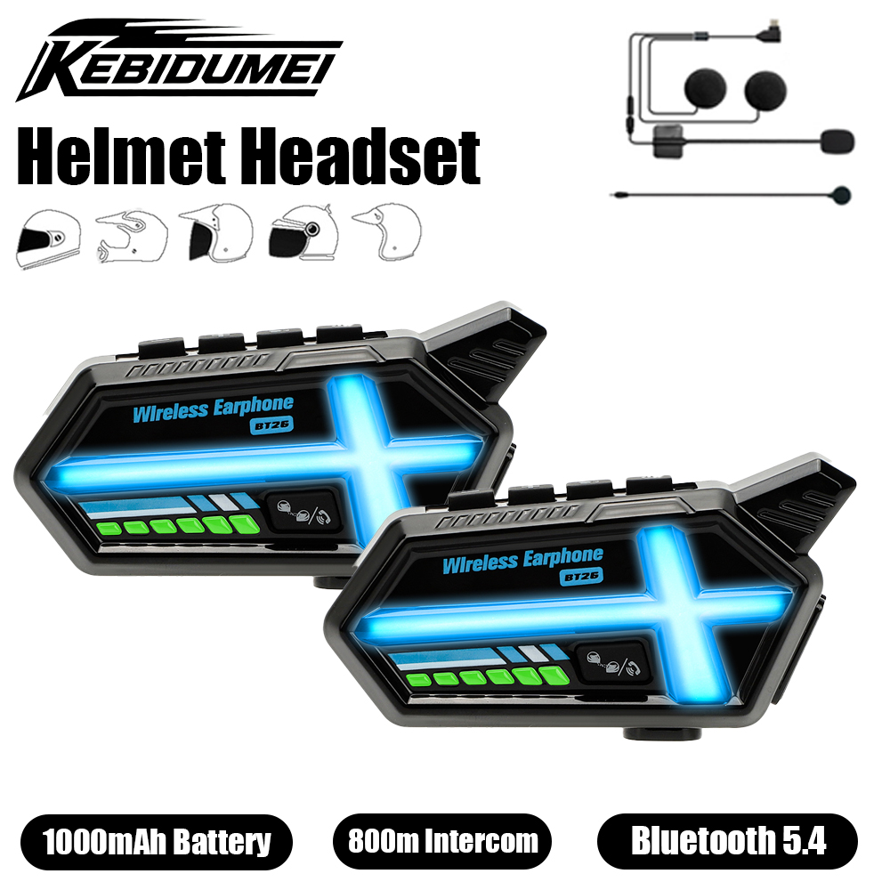 Full Face Motorcycle Helmet With Bluetooth - KEBIDUMEI BT26 ヘルメットヘッドセット Bluetooth スピーカー防水 800