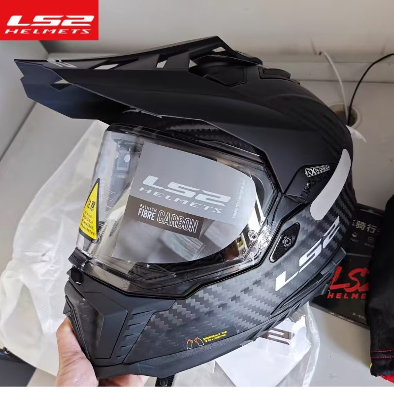 Carbon Fiber Lightweight Motorcycle Helmet - LS2 MX701 カーボンファイバー軽量フルフェイスオートバイヘルメット男性女性防曇ラリーオフロードモトクロス四季ユニバーサル