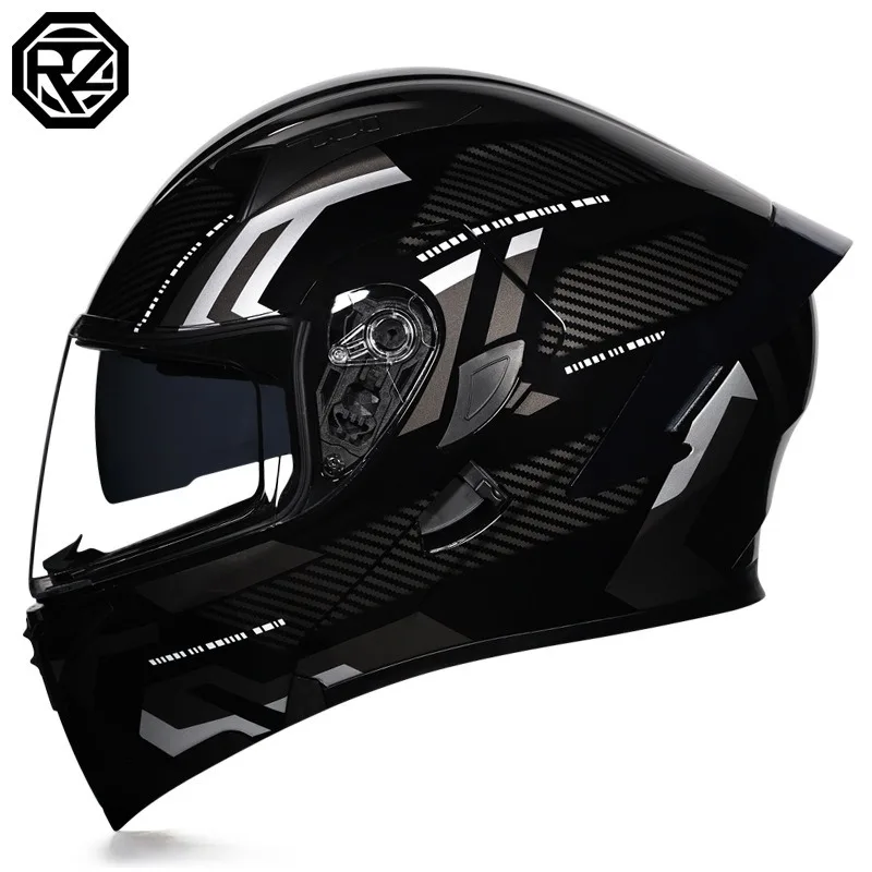 Full Face Motorcycle Helmet With Bluetooth - 男女兼用ユニバーサルオールシーズン電動自転車ヘルメット、バイザー付き、フルプロテクション、リアウィングデザインで個別化された安全性を実現