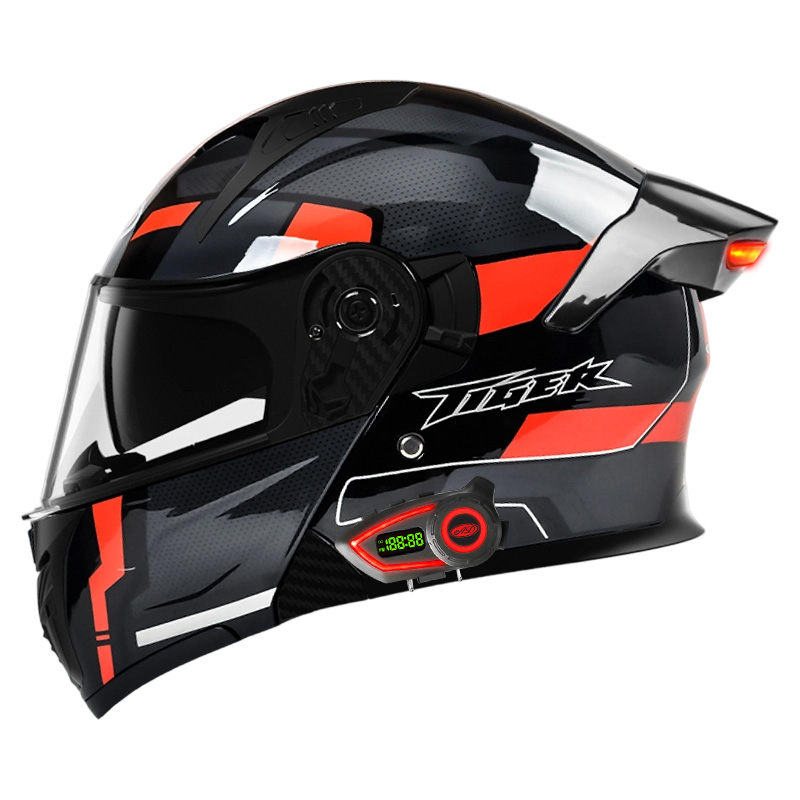 LEDインテリジェントテールライト付きBluetoothデュ - Full Face Motorcycle Helmet With Bluetooth のレビューと価格