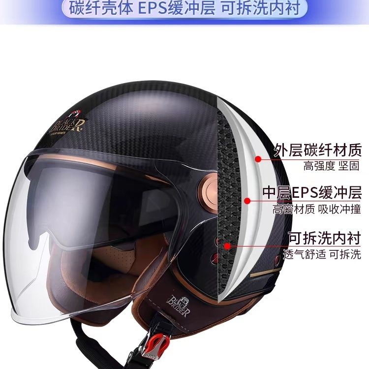 BEON BR20 カーボンファイバーレトロハーフヘルメット - Vintage Open Face Retro Helmet のレビューと価格