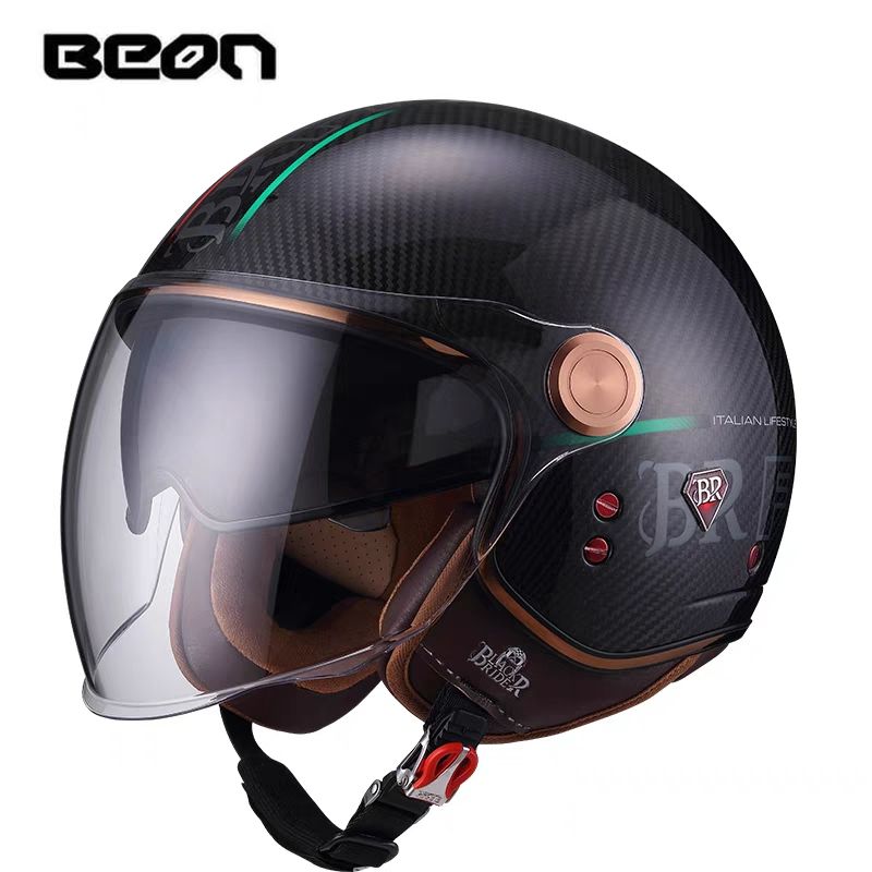BEON BR20 カーボンファイバーレトロハーフヘルメット - Vintage Open Face Retro Helmet のレビューと価格