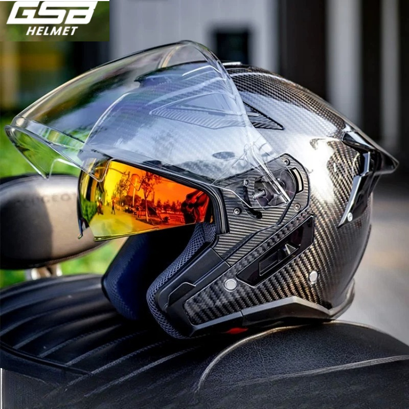 GSB カーボンファイバーオートバイヘルメットメンズ機関車四 - Carbon Fiber Lightweight Motorcycle Helmet のレビューと価格