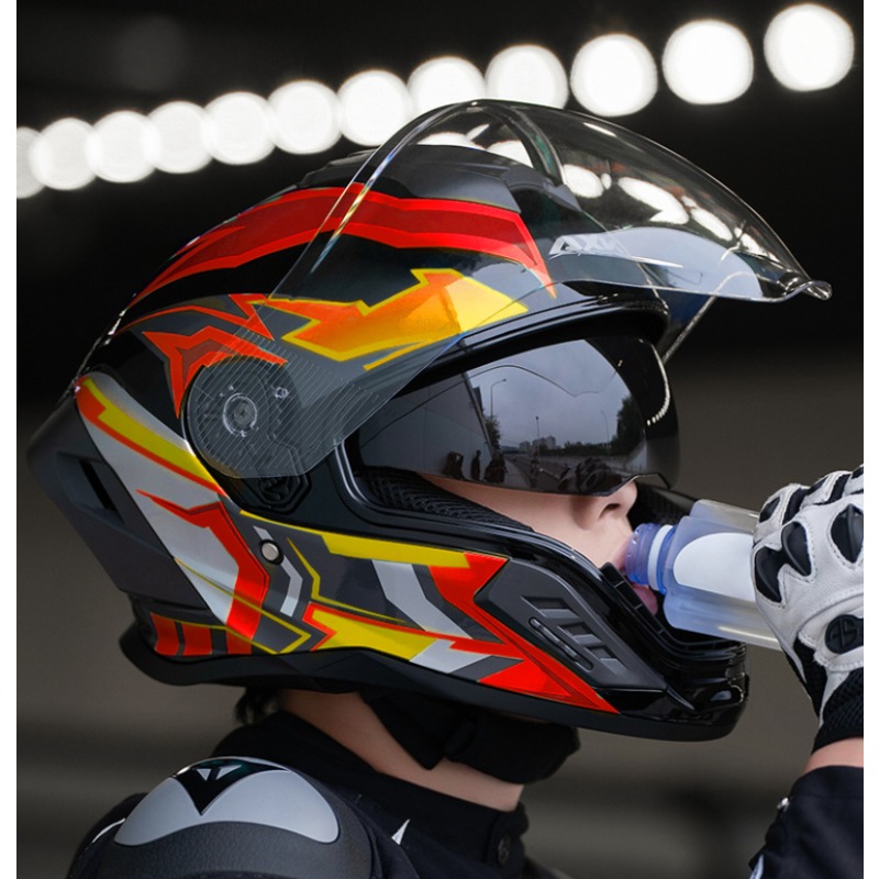 バイク用フルフェイスヘルメット ラージテール レトロクルーズ - Full Face Motorcycle Helmet With Bluetooth のレビューと価格