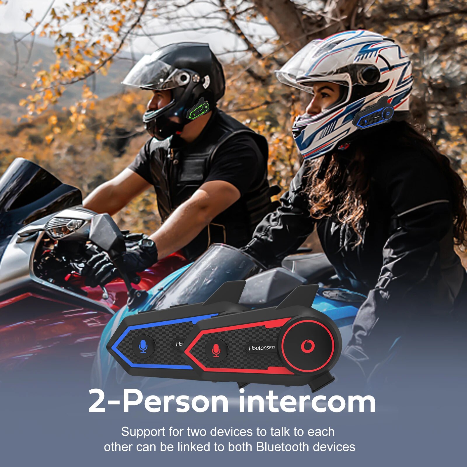 Houtonsen-防水オートバイヘルメットインターホン、m - Universal Motorcycle Helmet Intercom Headset のレビューと価格
